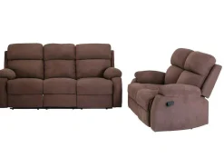 Relaxzitbank 3 + 2 Plaatsen Van Stof Met Handmatig Mechanisme Tolzano - Donkerbruin-Vente-unique