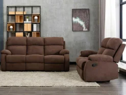 Relaxzitbank 3 + 2 Plaatsen Van Stof Met Handmatig Mechanisme Tolzano - Donkerbruin-Vente-unique