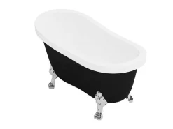 Retro Eilandbad Met Zilveren Leeuwenpoten - 171 L - 145 X 74 X 77 Cm - Zwart Mat - Nisos-Shower & Design Hot