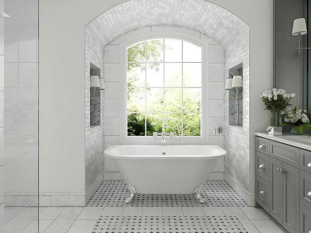 Retro Halflosstaand Bad Met Poten - 154 L - 150 X 74 X 61 Cm - Wit - Acryl - Sparus-Shower & Design New