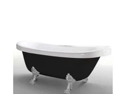 Retro Vrijstaand Bad 170 X 80 Cm Zwart Met Zilveren Pootjes Marigold Noir-ELITESHOPPING Discount