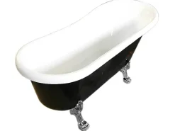 Retro Vrijstaand Bad 170 X 80 Cm Zwart Met Zilveren Pootjes Marigold Noir-ELITESHOPPING Discount