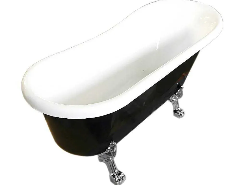 Retro Vrijstaand Bad 170 X 80 Cm Zwart Met Zilveren Pootjes Marigold Noir-ELITESHOPPING Discount