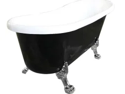 Retro Vrijstaand Bad 170 X 80 Cm Zwart Met Zilveren Pootjes Marigold Noir-ELITESHOPPING Discount