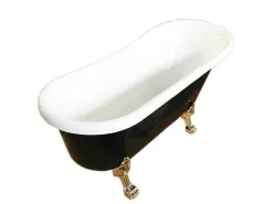 Retro Vrijstaand Bad 170 X 80 Cm Zwartgouden Pootjes + Mengkraan Marigold Noir-ELITESHOPPING Online
