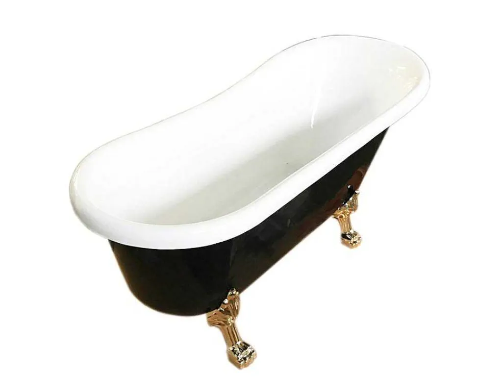 Retro Vrijstaand Bad 170 X 80 Cm Zwart Met Gouden Pootjes Marigold Noir-ELITESHOPPING Clearance