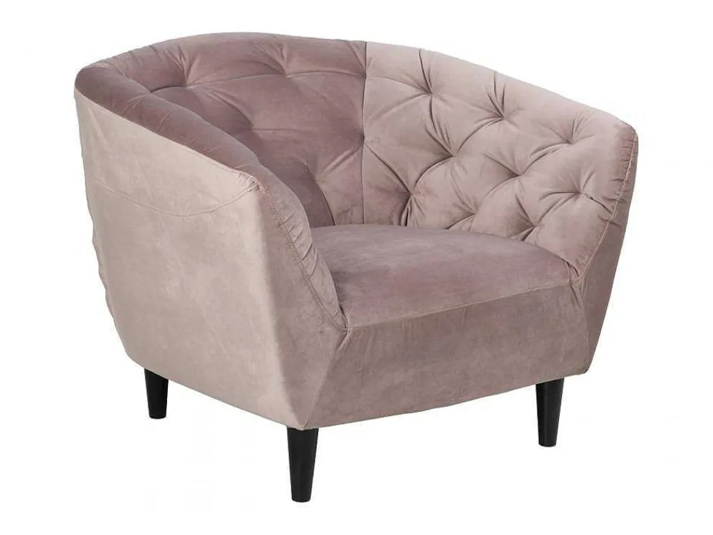 Rian Fauteuil In Dusty Rose Met Zwarte Poten.-Vente-unique Online