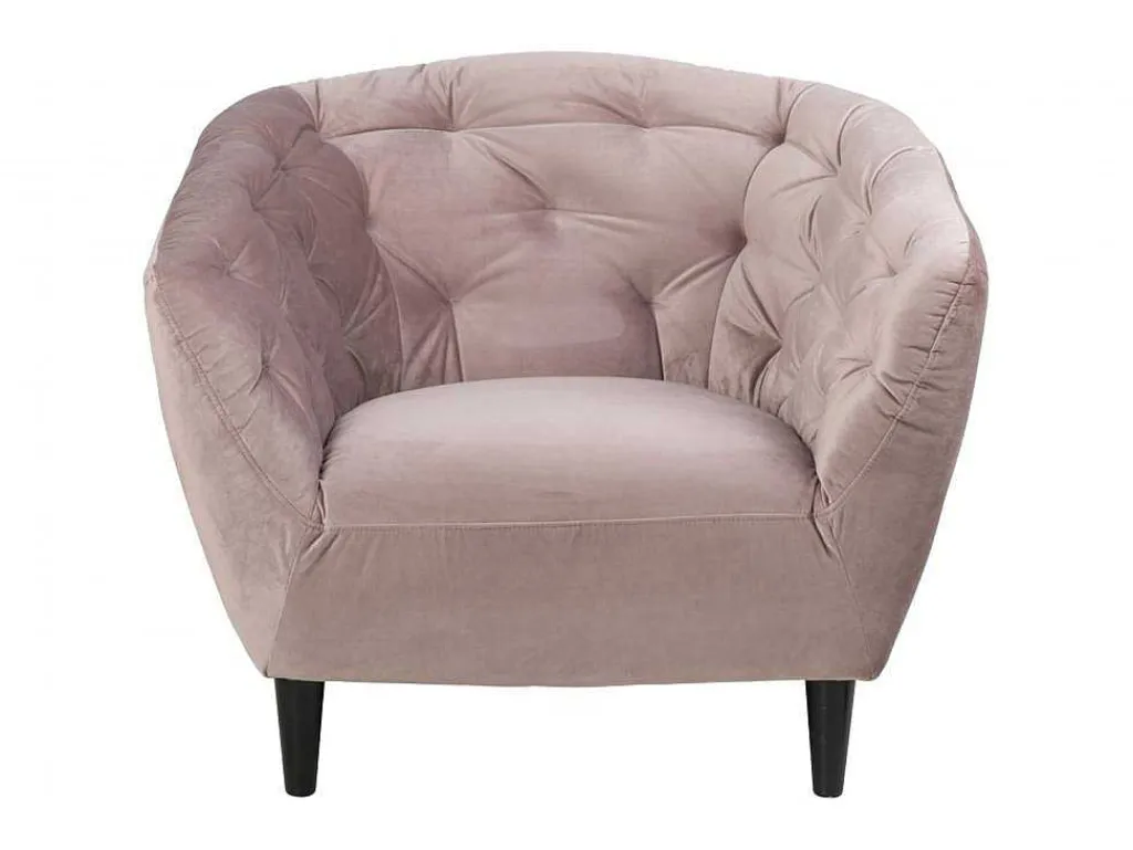 Rian Fauteuil In Dusty Rose Met Zwarte Poten.-Vente-unique Online