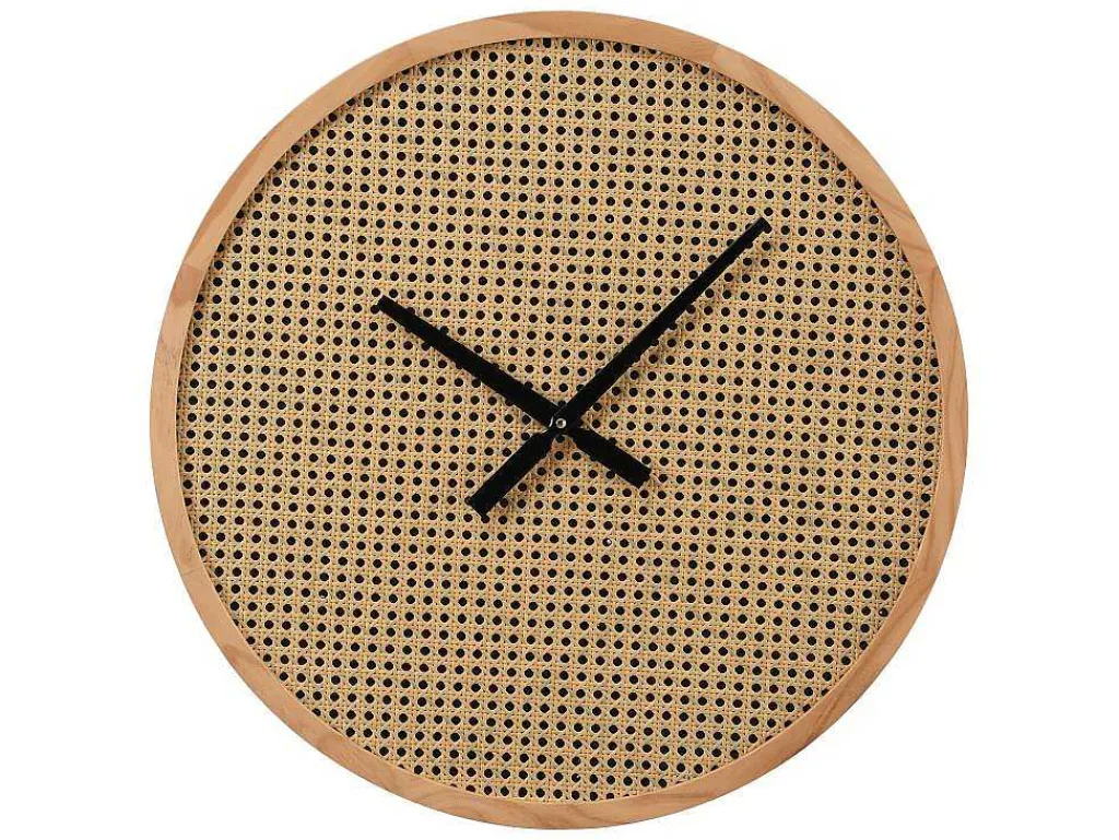 Rieten Wandklok - D60 Cm - Mdf En Hout - Naturel - Fietra-OZAIA Online