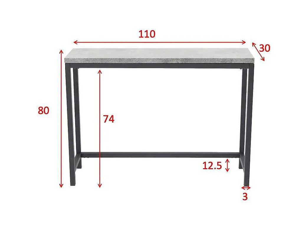 Rise Sidetable 30X110 Cm Beton Decor, Zwart.-Venture Home Clearance