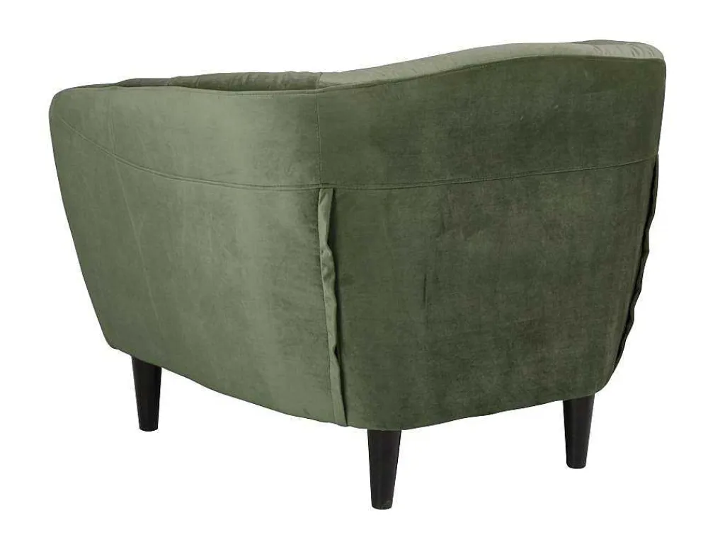 Rita Fauteuil Bosgroen, Rubberhout Zwart.-Vente-unique Discount