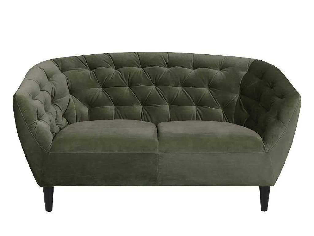 Rita 2-Zitsbank Bosgroen, Rubberhout Zwart.-Vente-unique Clearance