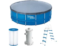 Rond Buisvormig Zwembad Met Cartridge Filterpomp - D457 X H122 Cm - Blauw - Lacanau-Vente-unique
