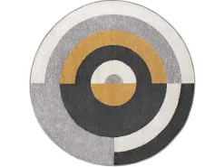 Rond Designtapijt Met Geometrische Motieven Alborg - D. 160 Cm - Grijs En Oker-OZAIA Online