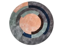 Rond Tapijt Van Getuft Viscose Met Geometrisch Patroon Janjivy - 4000 G/M - D120 Cm-OZAIA