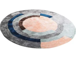 Rond Tapijt Van Getuft Viscose Met Geometrisch Patroon Janjivy - 4000 G/M - D120 Cm-OZAIA