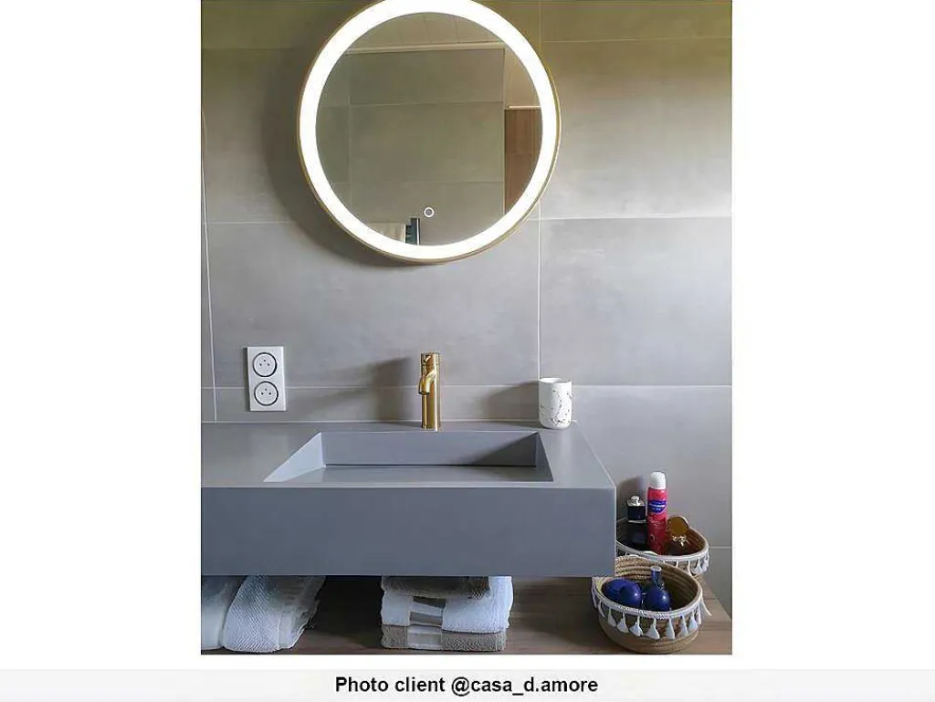 Ronde Badkamerspiegel Met Led-Verlichting Daniela - L60 X H 60 Cm-OZAIA Best