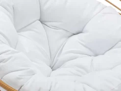 Ronde Draaifauteuil Van Gevlochten Hars - Licht Naturel Met Wit Kussen - Syndra Van-MYLIA Clearance