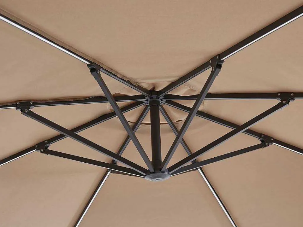Ronde Hangparasol - Taupe - Staal - Ledverlichting - Diameter: 2,93 M - Pocota-MYLIA Sale