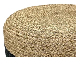 Ronde Poef In Licht En Zwart, Natuurlijk Rotan Salveti-Vente-unique Hot