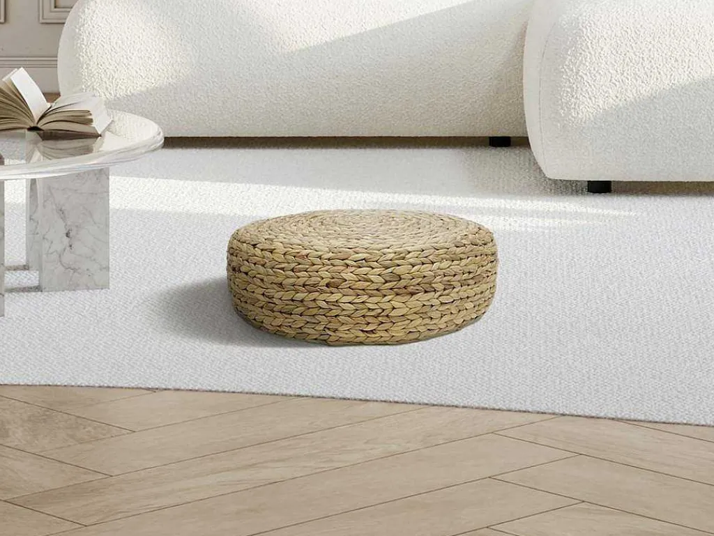 Ronde Poef In Licht, Natuurlijk Rotan Meviso-Vente-unique Discount