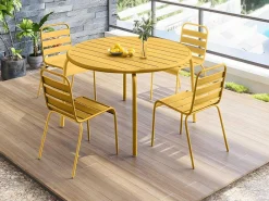 Ronde Tuintafel D110 Cm Van Metaal - Mosterdgeel - Mirmande Van-MYLIA