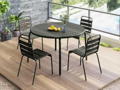 Ronde Tuintafel D110 Van Metaal - Donkergrijs - Mirmande-MYLIA Hot