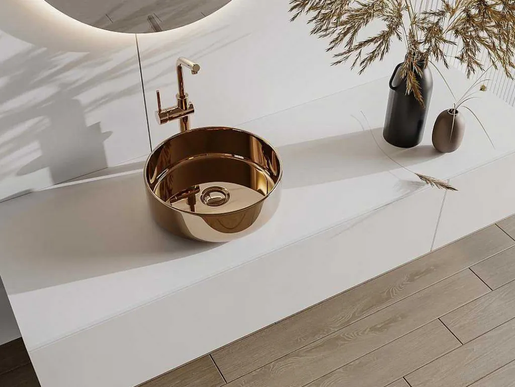 Ronde Wastafel Kanelle - Kopereffect-Shower & Design Online