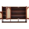 Rotan Opbergmeubel - 3 Gebogen Rotan Deuren En 4 Open Opbergruimtes - Bruin-ModernLuxe Hot