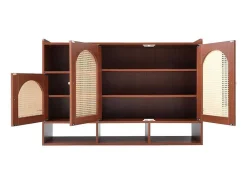 Rotan Opbergmeubel - 3 Gebogen Rotan Deuren En 4 Open Opbergruimtes - Bruin-ModernLuxe Hot