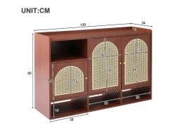 Rotan Opbergmeubel - 3 Gebogen Rotan Deuren En 4 Open Opbergruimtes - Bruin-ModernLuxe Hot
