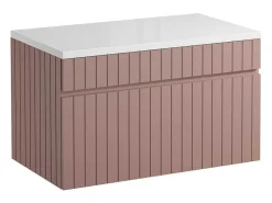 Roze Gestreept Hangmeubel Voor Badkamer Met Wastafel Om Erop Te Plaatsen - 80 Cm - Satara-Vente-unique Online