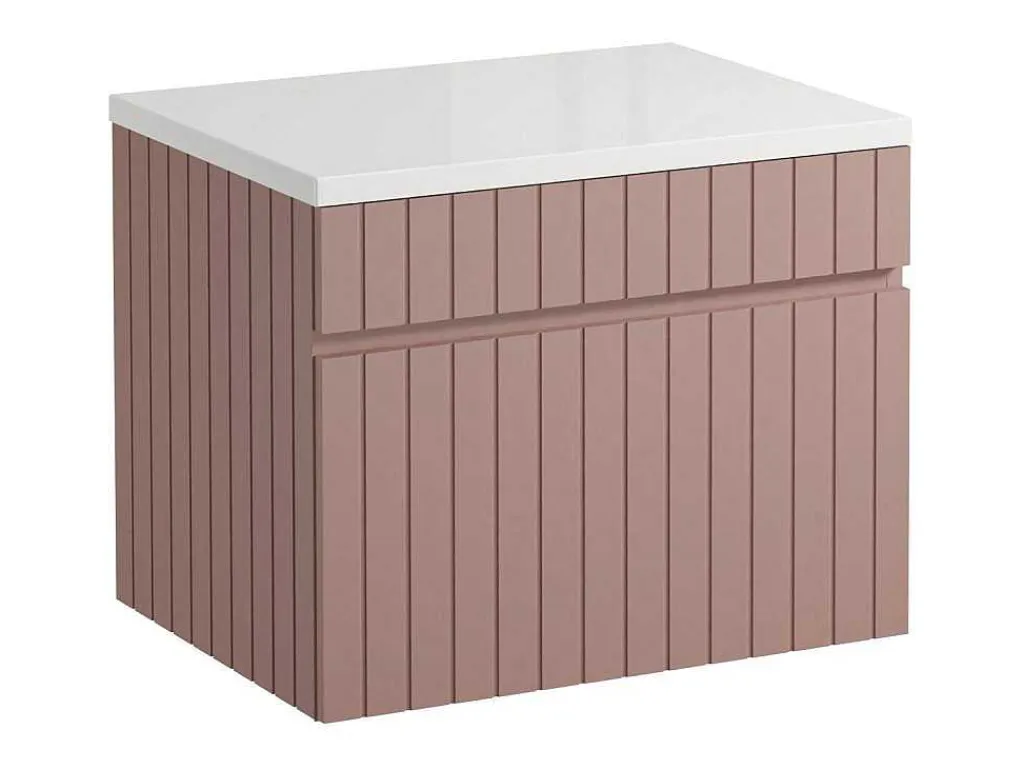 Roze Gestreept Hangmeubel Voor Badkamer Met Wastafel Om Erop Te Plaatsen - 60 Cm - Satara-Vente-unique New