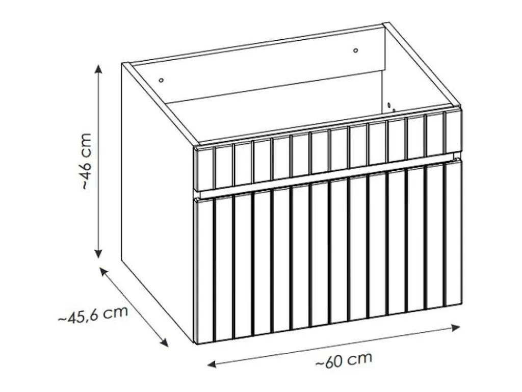 Roze Gestreept Hangmeubel Voor Badkamer Met Wastafel Om Erop Te Plaatsen - 60 Cm - Satara-Vente-unique New