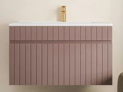 Roze Gestreept Hangmeubel Voor Badkamer Met Inbouwwastafel - 80 Cm - Satara-Vente-unique Clearance