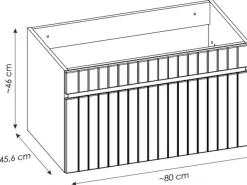 Roze Hangmeubel Met Strepen Voor Onder Wastafel Met Plank - 80 Cm - Satara-Vente-unique New