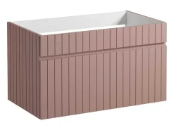 Roze Hangmeubel Met Strepen Voor Onder Wastafel Met Plank - 80 Cm - Satara-Vente-unique New