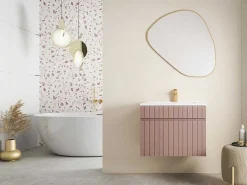 Roze Hangmeubel Onder Wastafel Met Strepen - 60 Cm - Satara-Vente-unique