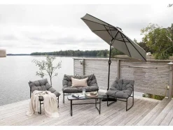 Sabal Parasol Met Kantelfunctie En Led-Verlichting Grijs.-Vente-unique