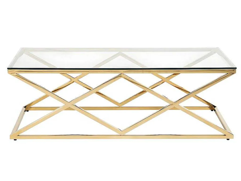 Salontafel Charlotte - Gehard Glas En Staal - Goudkleurig - Van-PASCAL MORABITO Online