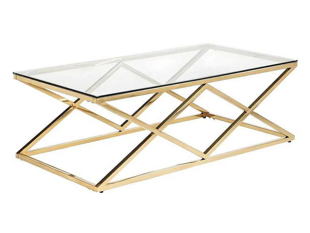 Salontafel Charlotte - Gehard Glas En Staal - Goudkleurig - Van-PASCAL MORABITO Online