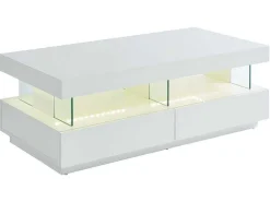 Salontafel Fabio - Wit Gelakt Mdf - Leds - 2 Lades En 2 Nissen-Vente-unique Online