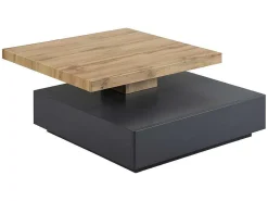 Salontafel Kyria - 1 Lade & Draaiblad - Mdf - Kleur: Antraciet & Eik-Vente-unique Online