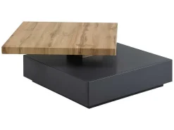 Salontafel Kyria - 1 Lade & Draaiblad - Mdf - Kleur: Antraciet & Eik-Vente-unique Online