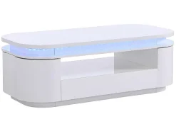 Salontafel Met 4 Kasten En 1 Lade - Leds - Mdf - Witgelakt - Vandana-Vente-unique Clearance