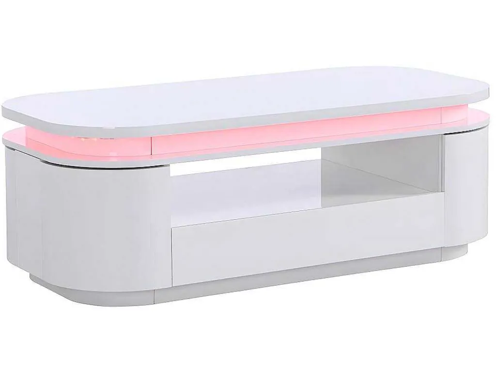 Salontafel Met 4 Kasten En 1 Lade - Leds - Mdf - Witgelakt - Vandana-Vente-unique Clearance