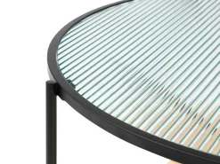 Salontafel Met 1 Plank - Glas, Heveahout En Metaal - Naturel En Zwart - Munita-Vente-unique Best