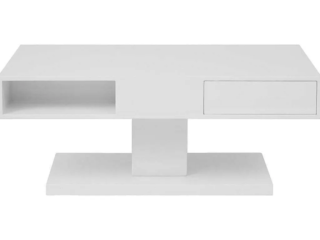 Salontafel Met Draaibaar Tafelblad, 2 Lades En 2 Nissen - Mdf - Wit Gelakt - Ilya-Vente-unique Hot