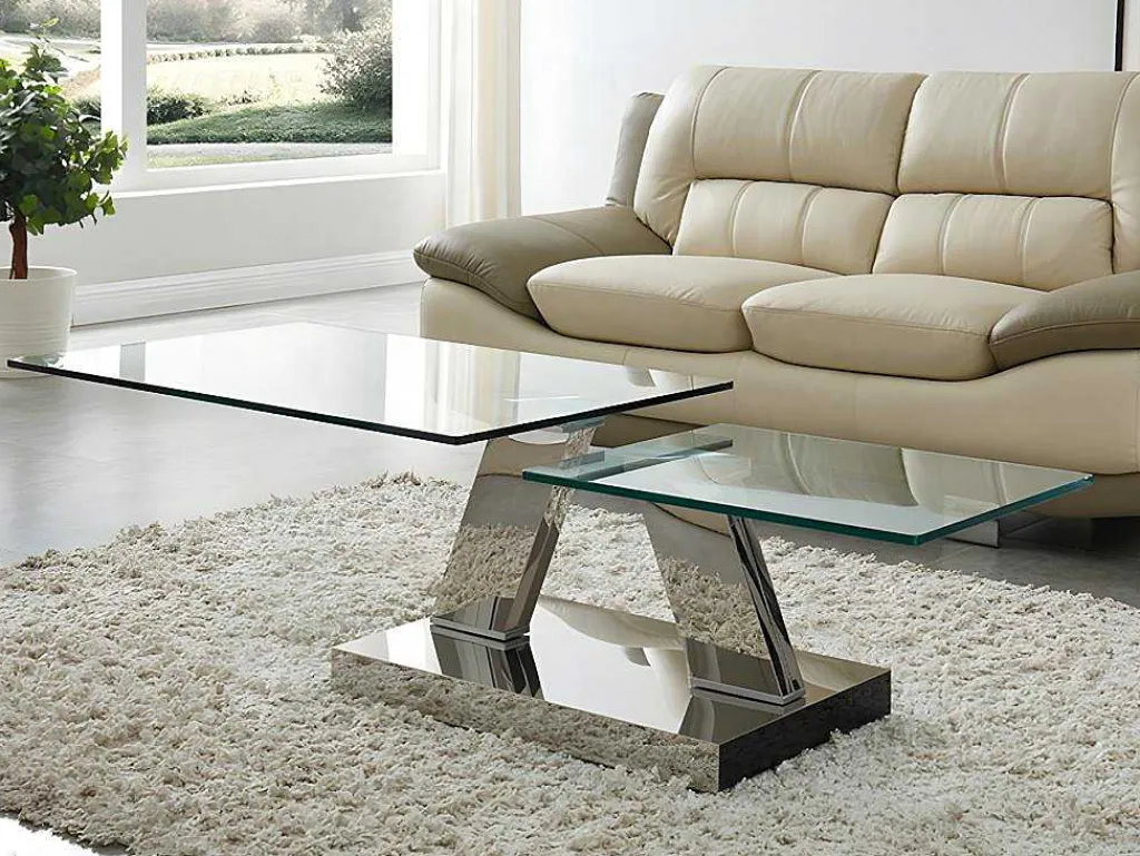 Salontafel Met Draaiblad Oyrus - Gehard Glas & Metaal-Maison Céphy Discount
