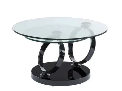 Salontafel Met Draaiblad Joline - Gehard Transparant Glas & Zwart Gechromeerde Poten-Maison Céphy Clearance